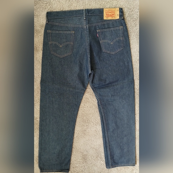 Levi's 501 Fly Button 5 Pocket Crispy Dark Wash Cotton Denim Jeans - Picture 4 of 14